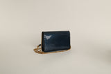 Saint Laurent YSL Monogram Kate Small Blue Glitter Patent Gold Wallet Chain Bag