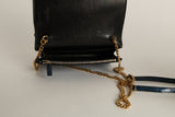Saint Laurent YSL Monogram Kate Small Blue Glitter Patent Gold Wallet Chain Bag